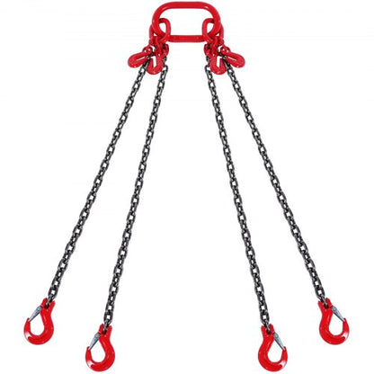 Chain Sling, 3/8 inch x 10 ft Lifting Chains with Hooks, G80 Engine Chain Hoist Lifts, 18400 lbs/8 Ton Lifting Sling Chains for Engine Hoist, Engine Lift Chain with 4 Leg Grab Hooks & Adjusters