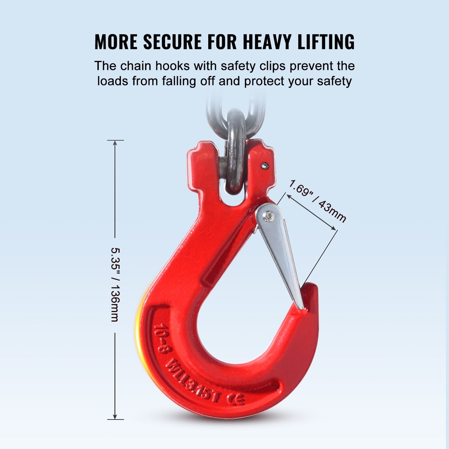 Chain Sling, 3/8 inch x 10 ft Lifting Chains with Hooks, G80 Engine Chain Hoist Lifts, 18400 lbs/8 Ton Lifting Sling Chains for Engine Hoist, Engine Lift Chain with 4 Leg Grab Hooks & Adjusters
