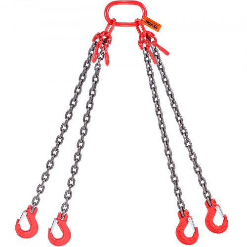 5/16" x 5' chain sling 4 legs G80 lifting chain with grab hooks 11000 lbs