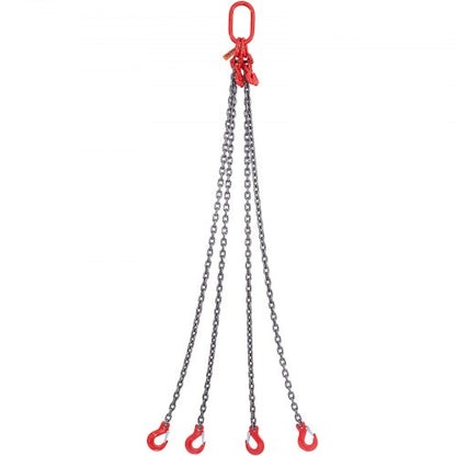 5/16" x 5' chain sling 4 legs G80 lifting chain with grab hooks 11000 lbs