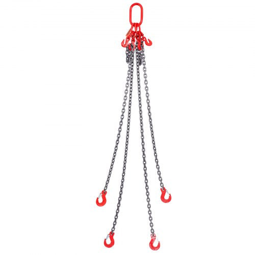 5/16" x 5' chain sling 4 legs G80 lifting chain with grab hooks 11000 lbs