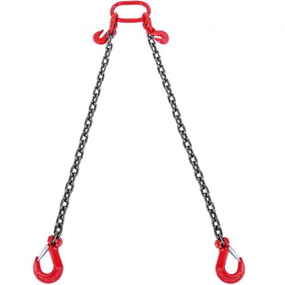 3/8" x 6' Chain Sling 2 Legs G80 Lifting Chain with Grab Hooks 11000 lbs