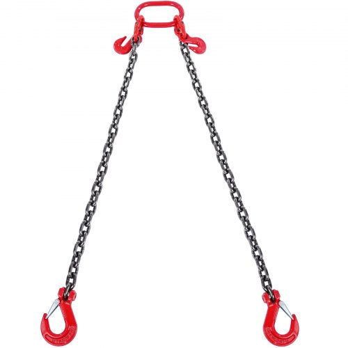 3/8" x 6' Chain Sling 2 Legs G80 Lifting Chain with Grab Hooks 11000 lbs
