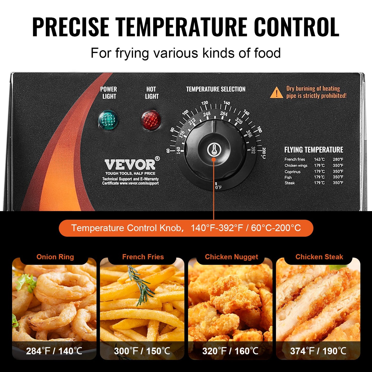 Commercial Electric Deep Fryer Countertop Deep Fryer 3000W 18Qt / 17L