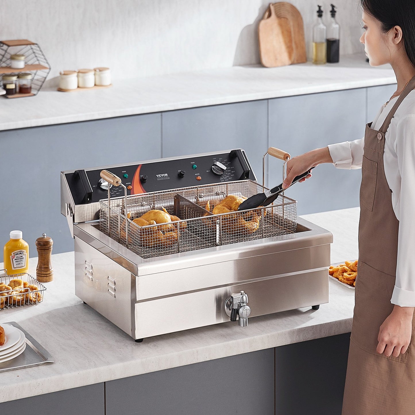 Commercial Electric Deep Fryer Countertop Deep Fryer 3000W 30.6Qt / 29L