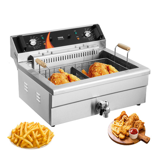 Kommerzielle elektrische Fritteuse, Fritteuse, Arbeitsplatte, 3000 W, 30,6 Qt/29 l