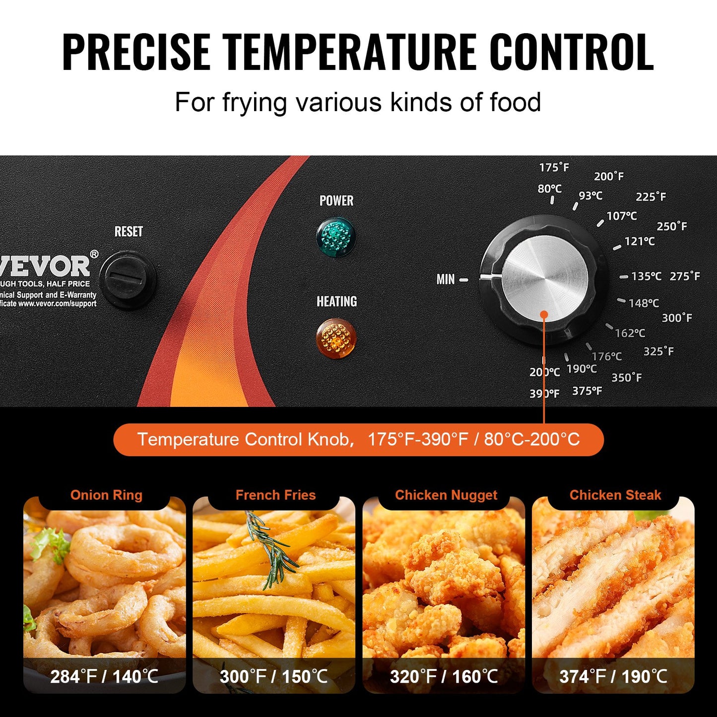 Commercial Deep Fryer, 1750W Electric Countertop Fryer with Basket & Height-Adjustable Feet, 12Qt / 11.5L Stainless Steel Single Oil Fryer, Temp Control, Overheat Protection, for Restaurant Use