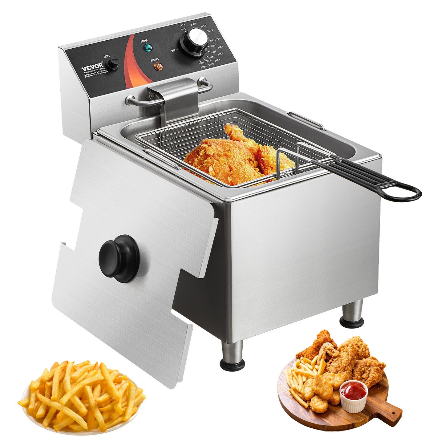 Kommerzielle elektrische Fritteuse, 3100 W, 9 l, Edelstahl-Upgrade, 200 °C