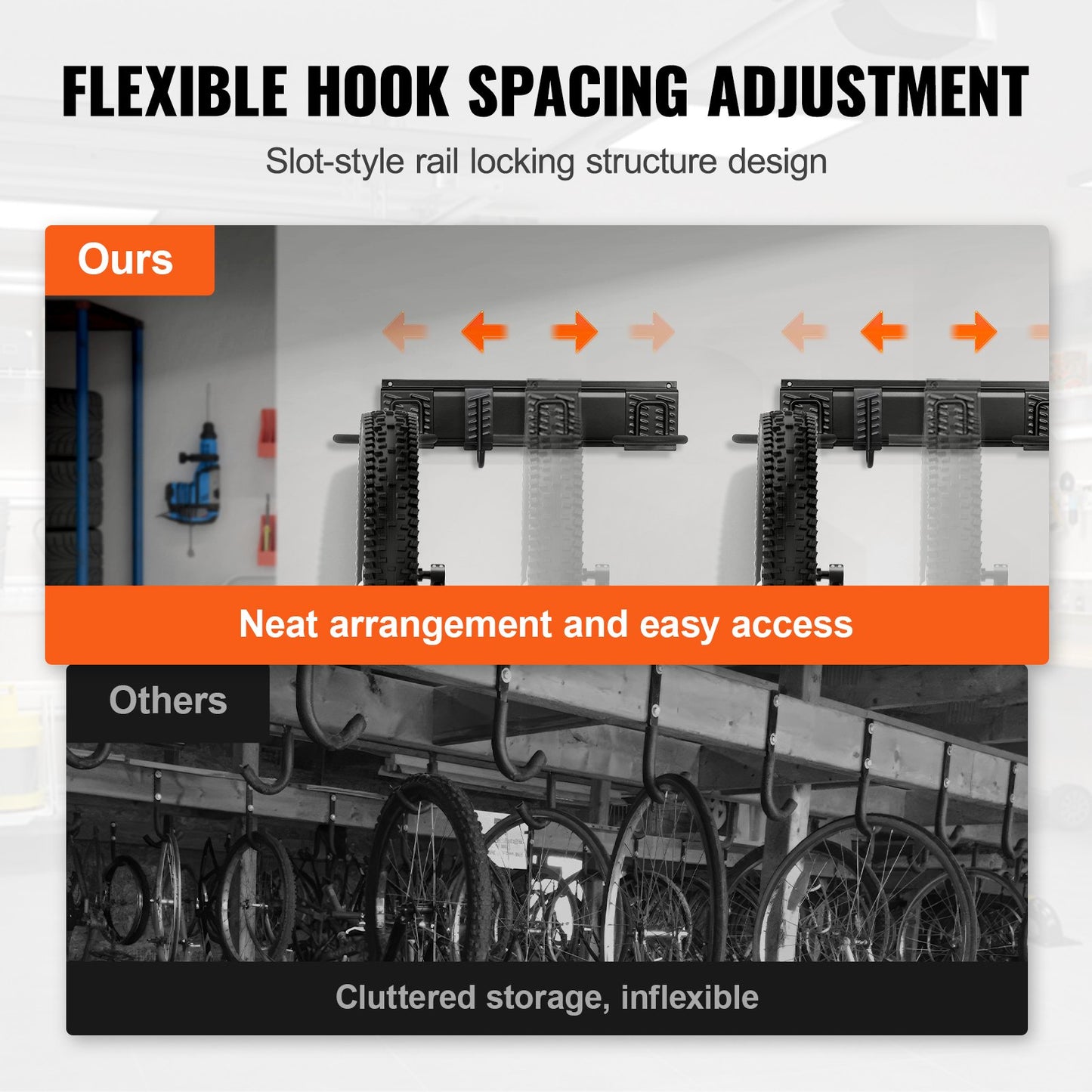 Bike rack Wall mounted garage bike rack for 6 bikes + 5 helmets