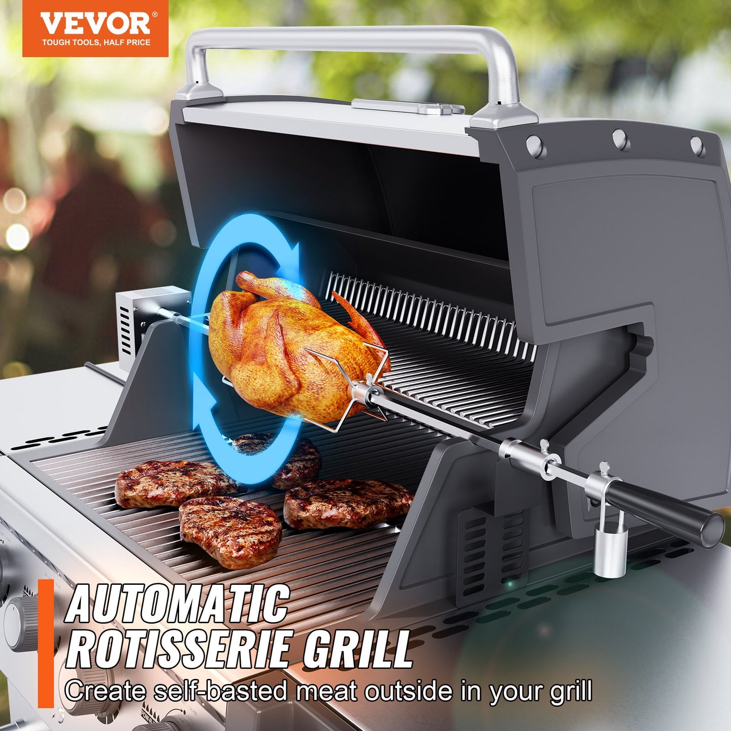 Universal Grill Rotisserie Kit BBQ Röster 32 "/39" Spieß Stange Elektromotor