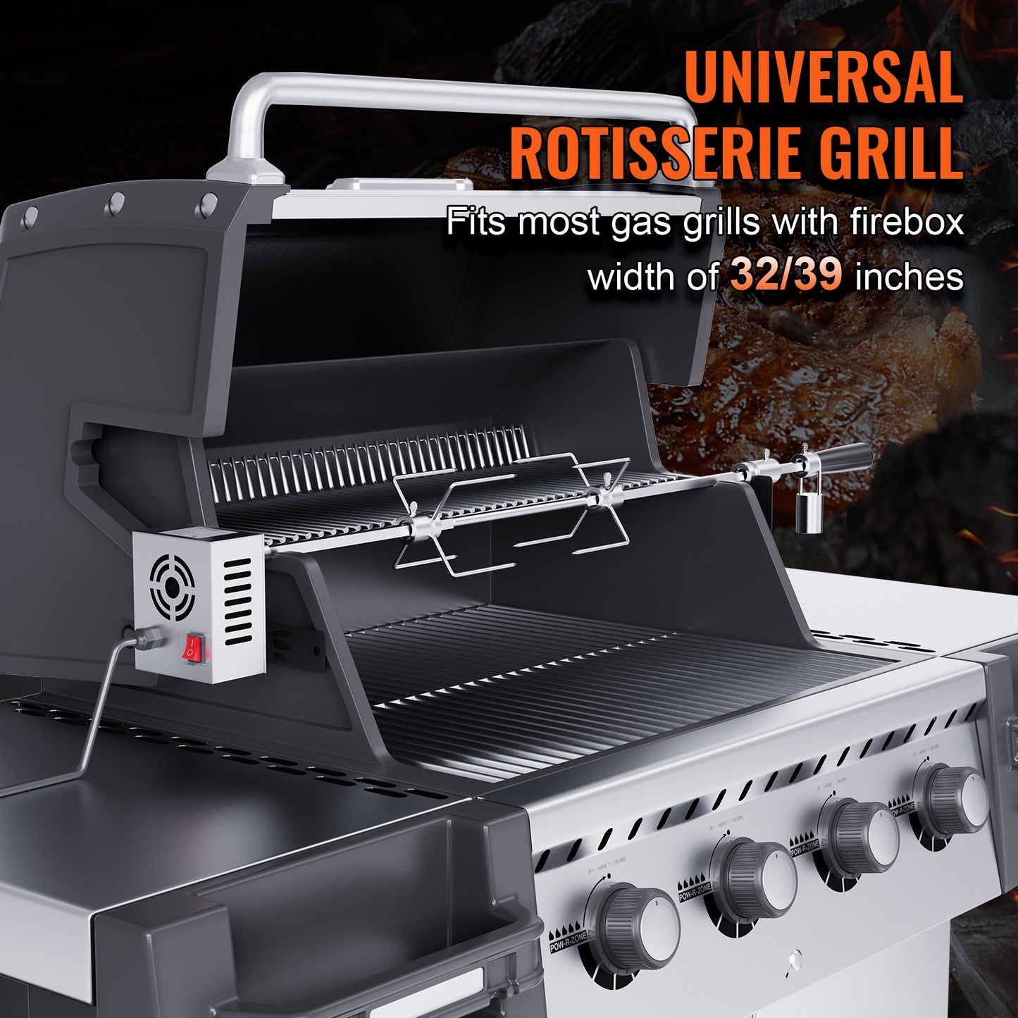 Universal Grill Rotisserie Kit BBQ Röster 32 "/39" Spieß Stange Elektromotor