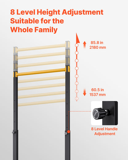 Pull Up Bar, 330LBS Capacity Portable Pullup Bar Station, Pullup Bars Free Standing with H-Frame Structure & Heavy-Duty Steel Tube, 8 Level Height Adjustment Gravity Fitness for Arms Back Chest