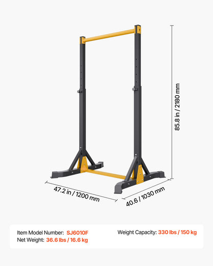 Pull Up Bar, 330LBS Capacity Portable Pullup Bar Station, Pullup Bars Free Standing with H-Frame Structure & Heavy-Duty Steel Tube, 8 Level Height Adjustment Gravity Fitness for Arms Back Chest