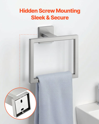 Brushed Nickel Bathroom Hardware Set, 5 Pieces Bathroom Accessories Set, Stainless Steel 24 inch Towel Bar, Towel Rack, 2 Robe Towel Hooks, Toilet Paper Holder for Bath Room, Wall Mounted