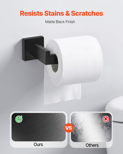 Matte Black Bathroom Hardware Set, 10-Piece Bathroom Accessories Set, 2 Stainless Steel 24-in Towel Bars, 2 Towel Racks, 4 Robe Towel Hooks, 2 Toilet Paper Holders for Bath Room, Wall Mounted