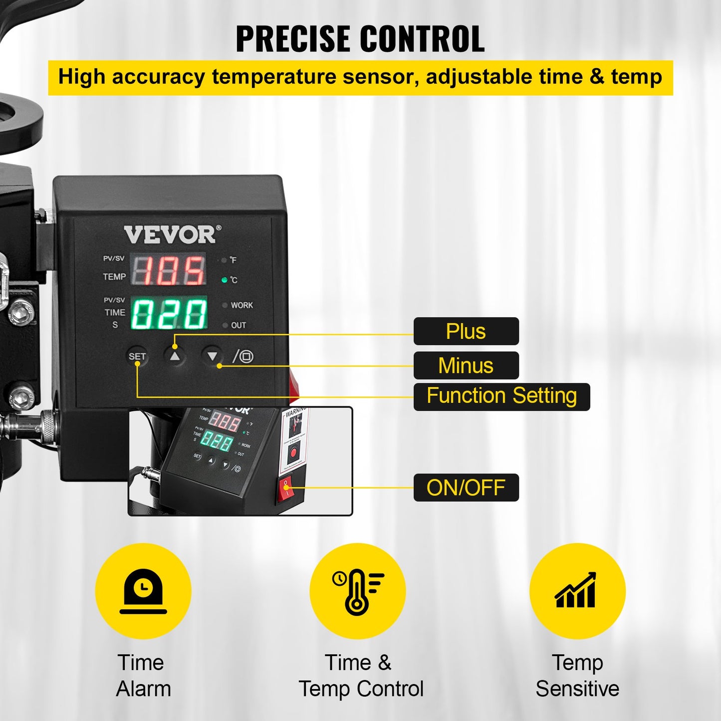Wärmepresse, 10 x 12 Zoll/25 x 30 cm, 2-in-1-Clamshell-Sublimationstransferdrucker mit Teflonbeschichtung, digitale, präzise Wärmeregelung, Powerpress für T-Shirts, Hüte und Kappen