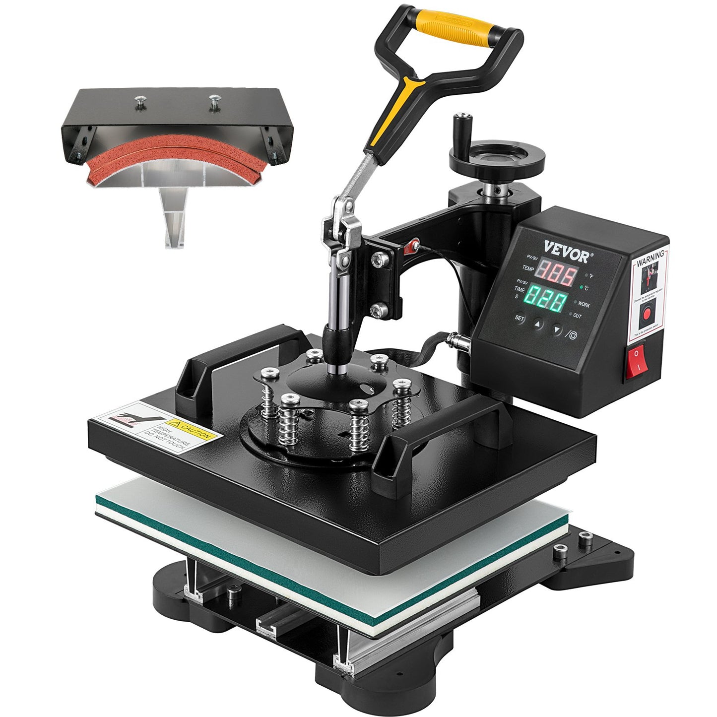 Wärmepresse, 10 x 12 Zoll/25 x 30 cm, 2-in-1-Clamshell-Sublimationstransferdrucker mit Teflonbeschichtung, digitale, präzise Wärmeregelung, Powerpress für T-Shirts, Hüte und Kappen