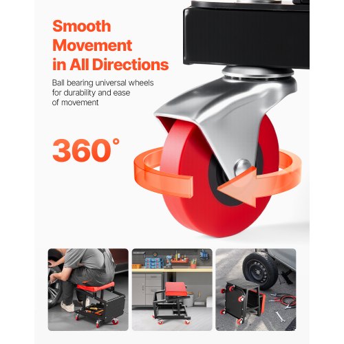 Mechanischer Hocker, rollender Arbeitssitz, 300 lbs, Frachtsitz/Tritthocker mit Rädern | EU