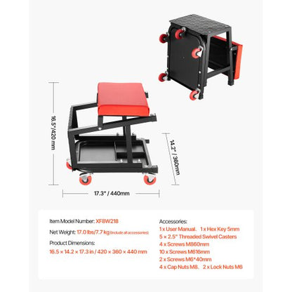 Mechanischer Hocker, rollender Arbeitssitz, 300 lbs, Frachtsitz/Tritthocker mit Rädern | EU