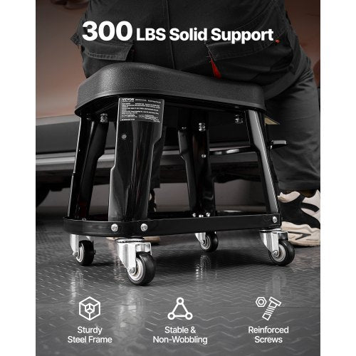 Mekanisk Pall Rolling Workshop Seat 300 lbs Last med hjul och verktygsbricka |  EU