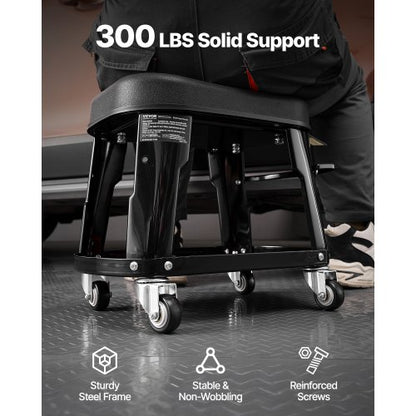 Mekanisk Pall Rolling Workshop Seat 300 lbs Last med hjul och verktygsbricka |  EU