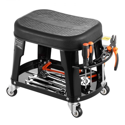 Mekanisk Pall Rolling Workshop Seat 300 lbs Last med hjul och verktygsbricka |  EU
