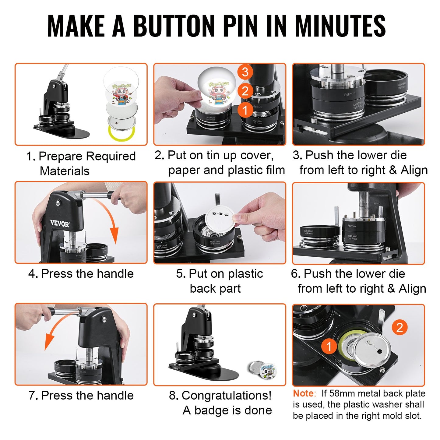 Button Maker Machine, Multiple Sizes 1.25+2.25 Inch Badge Punch Press Kit, Kids DIY Gifts Pin Maker, Button Maker Supplies with 500pcs Button Parts &amp; Circle Cutter &amp; Magic Book