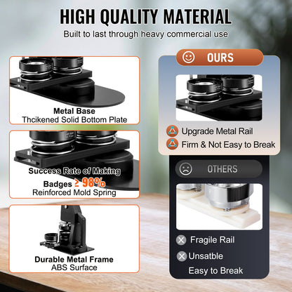 Button Maker Machine, Multiple Sizes 1+2.25 Inch Badge Punch Press Kit, Kids DIY Gifts Pin Maker, Button Making Accessories with 500pcs Button Parts &amp; Circle Cutter &amp; Magic Book