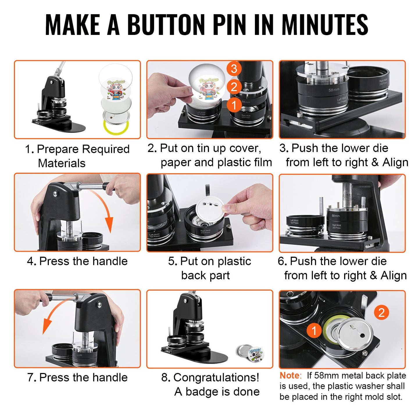 Button Maker Machine, Multiple Sizes 1+2.25 Inch Badge Punch Press Kit, Kids DIY Gifts Pin Maker, Button Making Accessories with 500pcs Button Parts &amp; Circle Cutter &amp; Magic Book