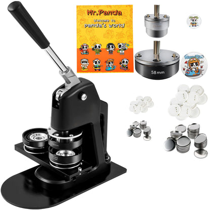 Button Maker Machine, Multiple Sizes 1+2.25 Inch Badge Punch Press Kit, Kids DIY Gifts Pin Maker, Button Making Accessories with 500pcs Button Parts &amp; Circle Cutter &amp; Magic Book