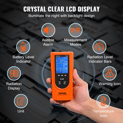 3-in-1 EMF Meter, 5Hz - 3.5GHz, Handheld Rechargeable Electromagnetic Field Radiation Detector, Digital LCD EMF Tester for EF MF RF Home Inspections Outdoor Ghost Hunting Paranormal Equipment