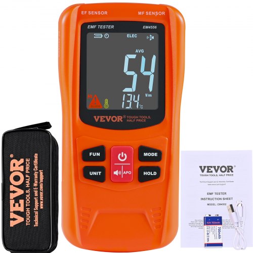 3-in-1 EMF Meter, 5Hz-6GHz, Handheld Rechargeable Electromagnetic Field Radiation Detector, Digital LCD EMF Tester for EF MF RF Home Inspections Outdoor Ghost Hunting 5G Cell Tower Temperature