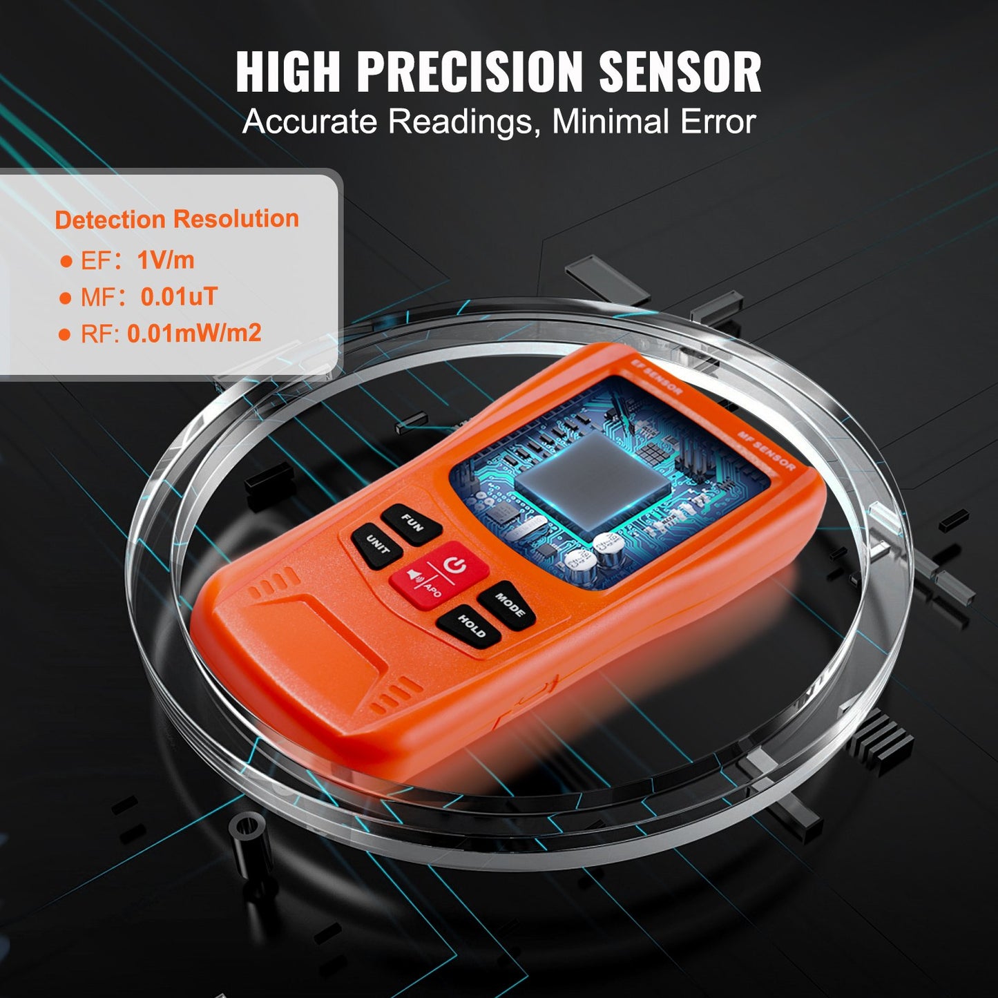 3-in-1 EMF Meter, 5Hz-6GHz, Handheld Rechargeable Electromagnetic Field Radiation Detector, Digital LCD EMF Tester for EF MF RF Home Inspections Outdoor Ghost Hunting 5G Cell Tower Temperature