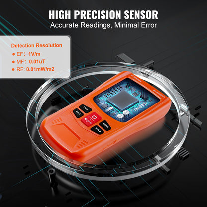 3-in-1 EMF Meter, 5Hz-6GHz, Handheld Rechargeable Electromagnetic Field Radiation Detector, Digital LCD EMF Tester for EF MF RF Home Inspections Outdoor Ghost Hunting 5G Cell Tower Temperature