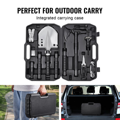 Survival Shovel Survival Axe, 28-in-1 Camping Folding Shovels with Hatchet, Stainless Steel Tactical Shovel Hatchet Combo, Multifunctional Emergency Survival Gear Equipment for Camping Hiking