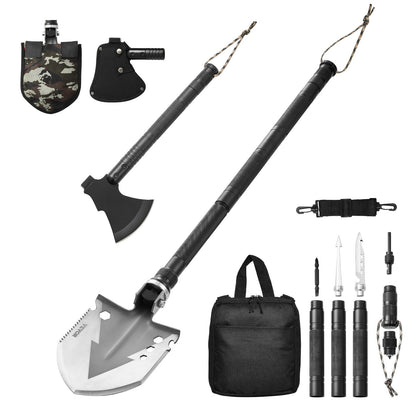 Survival Shovel Survival Axe 16-i-1 camping fällbara spadar med yxa