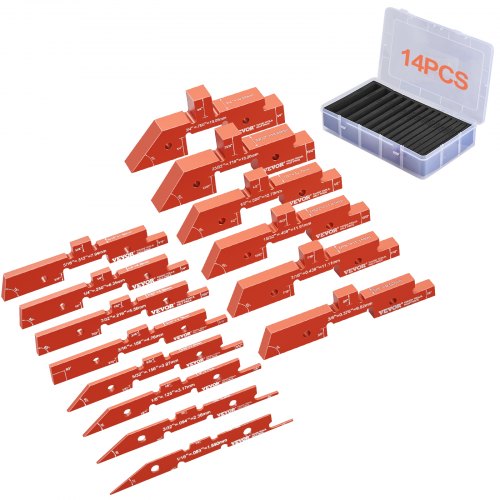 Router Table Setup Bars, 14 pcs, Precision Aluminum Setup Blocks Height Gauge Set, with Laser Engraved Size Markings Storage Case, Measuring Depth Height Angle, for Router Table Saw Accessories