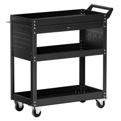 4-Tier Tool Cart on Wheels 350 lb Rolling Work Cart with Drawer and Pin Board | EU