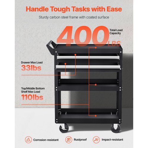 5-stufiger Werkzeugwagen auf Rädern, 400 lb, rollender Arbeitswagen mit Schublade und Pinnwand | EU