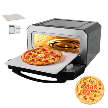 Electric Pizza Oven, Smart Pizzas Maker Indoor with 5 Preset, 12-Inch Countertop Pizza Cooker w/ Touch Srceen, 750℉ Max Temp, 2-Min Rpaid Baking Oven Thin & Crispy, Neapolitan, Frozen, New York