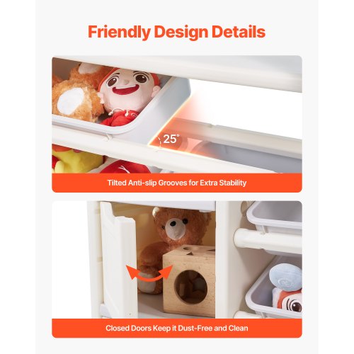 4-tier toy storage for children with bookshelf and 10 removable plastic drawers