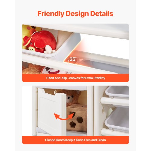 Kinderspielzeug-Aufbewahrungs- und Bücherregal mit 10 herausnehmbaren Kunststoffschubladen und Zeichenbrett