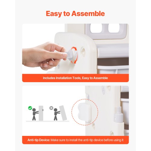 Kinderspielzeug-Aufbewahrungs- und Bücherregal mit 10 herausnehmbaren Kunststoffschubladen und Zeichenbrett