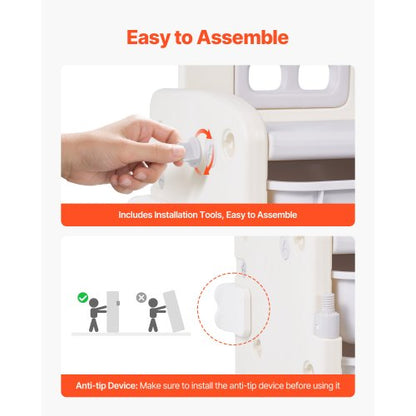 Kinderspielzeug-Aufbewahrungs- und Bücherregal mit 10 herausnehmbaren Kunststoffschubladen und Zeichenbrett