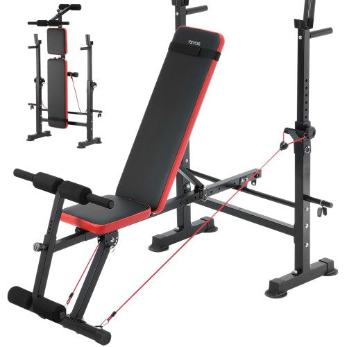 Weight Bench, Multi-Functional Adjustable Weight Bench Press for Full Body Workout, 600lbs Exercise Sit up Bench for Home Gym Strength Training, Flat Bench with Quick Folding & Fast Adjustment