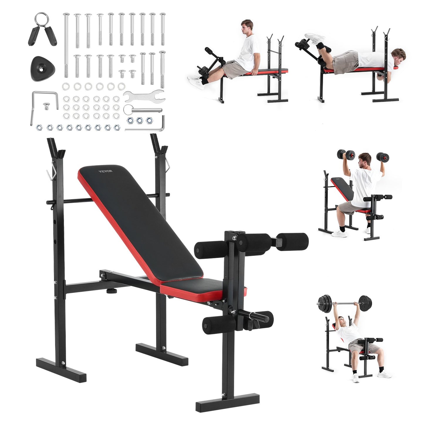 Weight Bench Sit Up Bench Home Gym Strength Training Adjustable Foldable