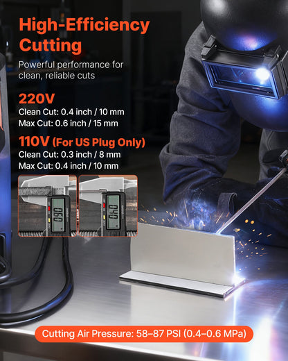 5-in-1 Plasma Cutter Welder Combo - CUT/TIG/Gas MIG/Flux MIG/MMA, 50A Non-Contact Plasma Cutting Machine & 200A Synergic Welder, 110V/220V Aluminum Pulse Mig Welder Compatible with Spool Gun