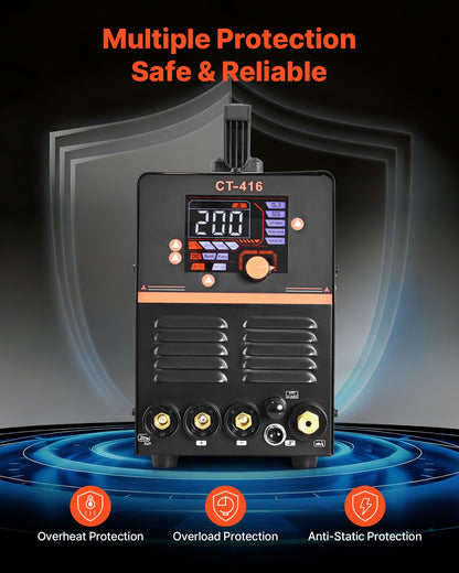 3-in-1 Plasma Cutter Welder Combo - CUT/TIG/MMA, 50A Non-Contact Cutting Machine & 200A TIG Stick Welder, Digital 110/220V Dual Voltage with 2T/4T/PA/PT Function for Home Repairs Workshops