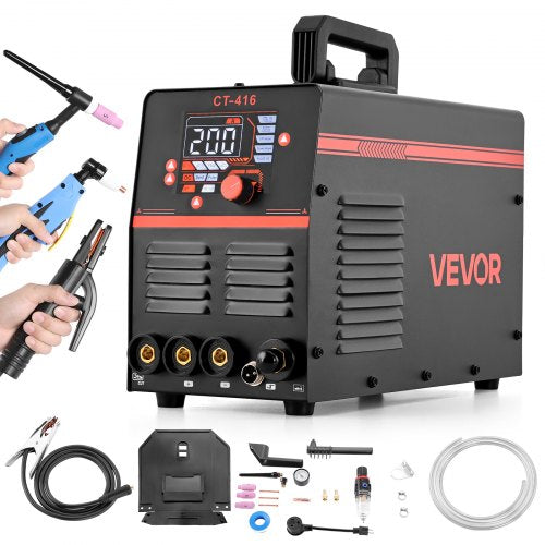 3-in-1 Plasma Cutter Welder Combo - CUT/TIG/MMA, 50A Plasma Cutting Machine & 200A TIG Stick Welder, Digital 110/220V Dual Voltage with 2T/4T/PA/PT Function for Home Repairs, Workshops