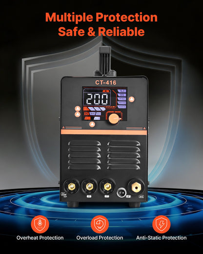3-in-1 Plasma Cutter Welder Combo - CUT/TIG/MMA, 50A Plasma Cutting Machine & 200A TIG Stick Welder, Digital 110/220V Dual Voltage with 2T/4T/PA/PT Function for Home Repairs, Workshops